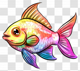 Fish - Colorful Shiny Fish Illustration Transparent PNG