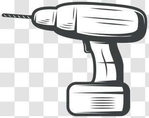 Cordless Drill - Black And White Drill Illustration Transparent PNG