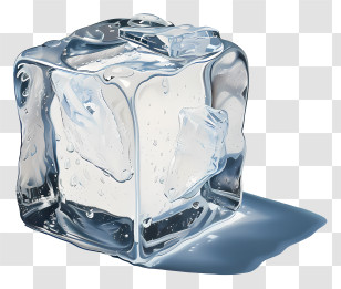 Ice Cube - Realistic Transparent Ice Cube Illustration Transparent PNG