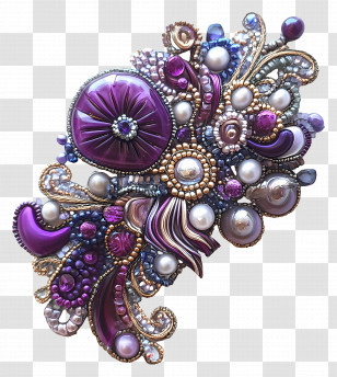 Brooch - Elegant Purple Brooch With Pearls Transparent PNG
