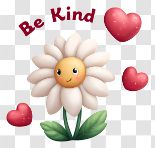 Be Kind Word - Be Kind Text With Smiling Flower And Hearts Transparent PNG