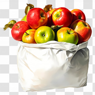 Bag Of Apples - Fresh Apples In White Bag Illustration Transparent PNG