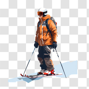 Ski Day - Skier In Orange Jacket On Snow Transparent PNG
