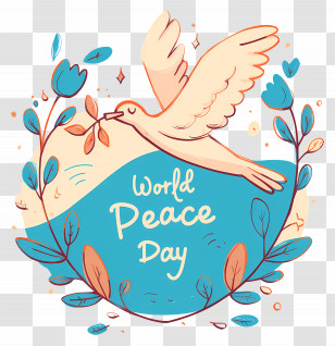 World Day Of Peace - World Peace Day Dove With Olive Branch Transparent PNG