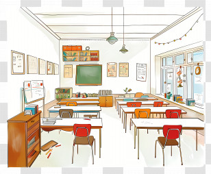 Classroom - School Classroom Interior Illustration Transparent PNG
