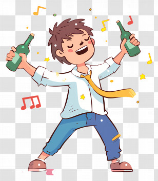 Drunk Man - Dancing Man With Bottles Transparent PNG