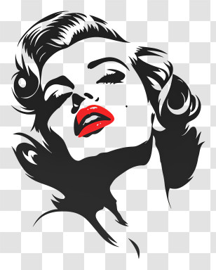 Woman Portrait - Stylized Woman Portrait With Red Lips Transparent PNG