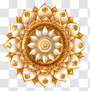 Ashoka Chakra - Elegant Gold And White Mandala Design Transparent PNG