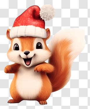 Cartoon Character - Happy Christmas Squirrel Illustration Transparent PNG