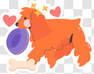 Icon - Orange Dog With Bone And Hearts Transparent PNG