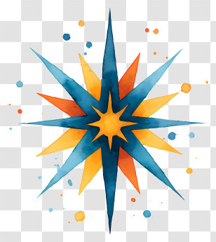 Watercolor Star - Compass Rose With Vibrant Colors Transparent PNG