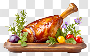 Glazed Turkey Leg - Glazed Roast Leg On Serving Board Illustration Transparent PNG