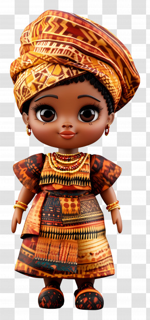 Angola Doll - Doll In Colorful Traditional Dress Transparent PNG
