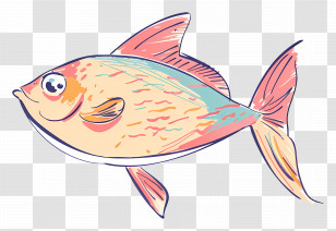 Doodle Fish - Cartoon Colorful Fish Drawing Transparent PNG