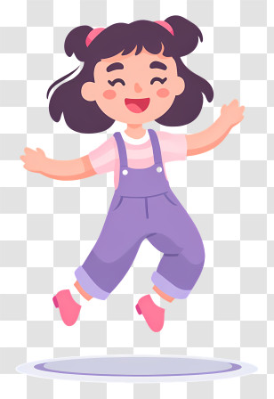 Girl Jumps On Trampoline - Joyful Girl Jumping Transparent PNG