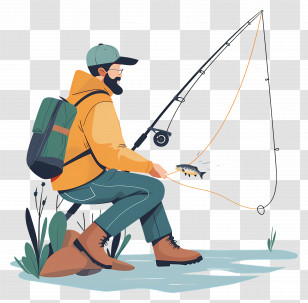 Go Fishing Day - Man Fishing By A Lake Transparent PNG