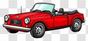 Animated Car - Vintage Red Convertible Car Transparent PNG