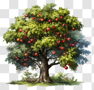 Fruit Tree - Apple Tree Illustration With Red Fruits Transparent PNG