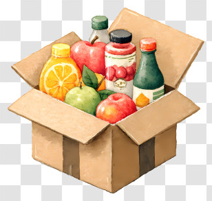 Groceries Inside Open Box - Open Box Of Groceries Transparent PNG