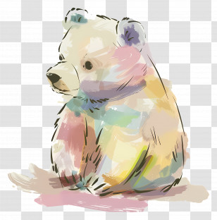 Bear - Painted Bear Illustration With Vibrant Colors Transparent PNG