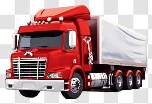 Red Semi Truck - Red Truck With A Large Trailer Transparent PNG
