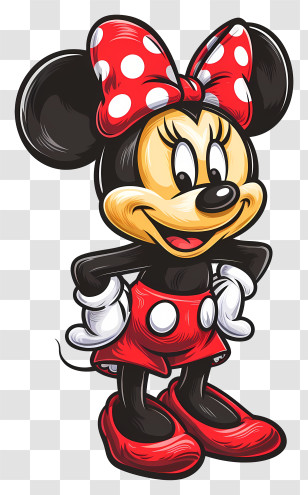 Minnie Mouse - Cartoon Character With Red Bow And Polka Dots Transparent PNG