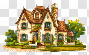 Country House - Cute Cartoon House Illustration Transparent PNG