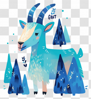 Mountain Goat - Blue Goat In A Forest Transparent PNG
