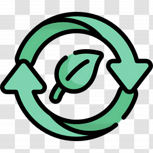 Circular Arrow - Green Recycling Symbol With Leaf Transparent PNG