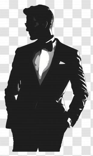 Groom Silhouette - Silhouette Of A Well-Dressed Man In Formal Suit Transparent PNG