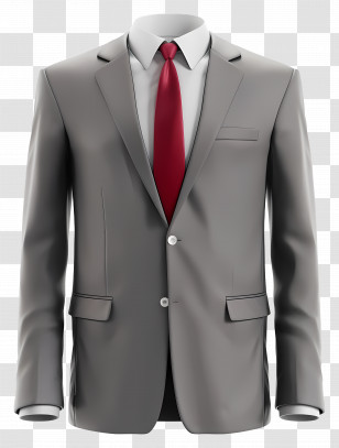 Formal Suit - Stylish Grey Business Suit With Red Tie Transparent PNG
