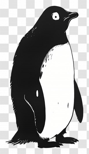 Cartoon Penguin - Black And White Penguin Artwork Transparent PNG