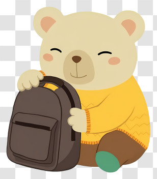 Cute Bear - White Bear With Backpack Transparent PNG
