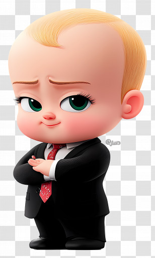 Boss Baby - Confident Cartoon Baby In Suit Transparent PNG