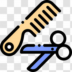 Scissors And Comb - Hair Cutting Tools Transparent PNG