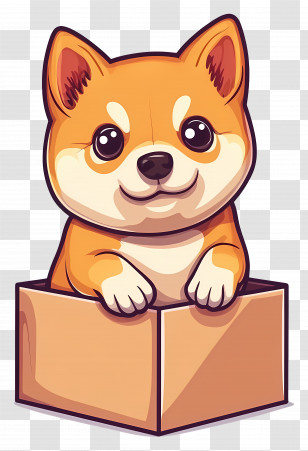 Shiba Inu Puppy - Cute Dog In A Box Illustration Transparent PNG