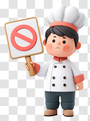 Chef Holding Sign - Chef Holding Ban Sign Transparent PNG