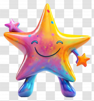 Party Star - Colorful Smiling Star Character Transparent PNG