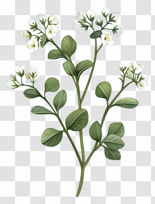 Blooming Scurvy Grass - Flowering Green Plant With Blossoms Transparent PNG