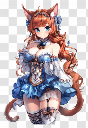 Cat Girl - Anime Girl In Cosplay Outfit Transparent PNG