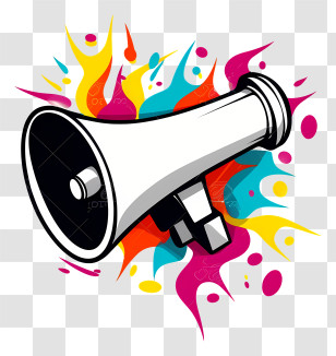 Megaphone - Colorful Megaphone With Splash Background Transparent PNG