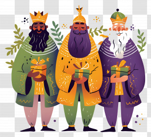Epiphany Day - Three Wise Men Bringing Gifts Illustration Transparent PNG