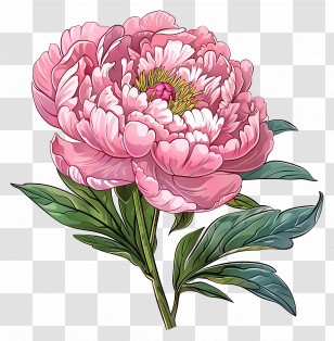 Pink Peony - Pink Peony Flower Illustration Transparent PNG