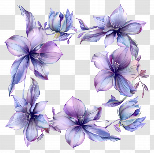 Purple Flower Frames - Delicate Purple Flowers Illustration Transparent PNG