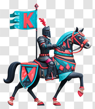 Knight On Horseback - Colorful Knight On Armor Horse Transparent PNG