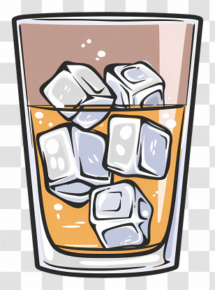 Cold Coffee - Glass Of Whiskey With Ice Cubes Illustration Transparent PNG
