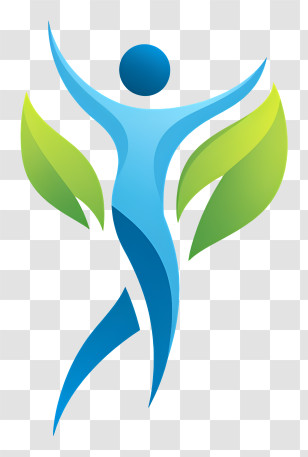 Fitness Logo - Blue Wellness Leaf Logo Transparent PNG