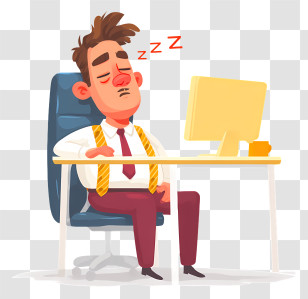 Overtime Work - Sleeping Office Worker At Desk Transparent PNG