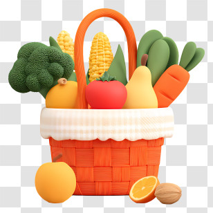 Fresh Fruits And Vegetables - Harvest Basket Of Fruits And Veggies Transparent PNG
