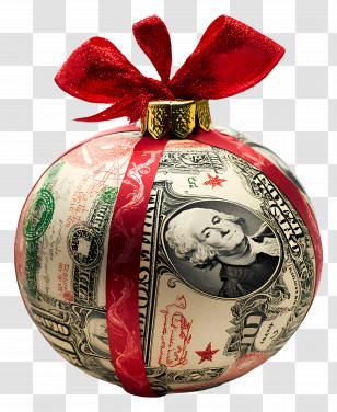 Money - Christmas Ornament Wrapped In Dollar Bills Transparent PNG